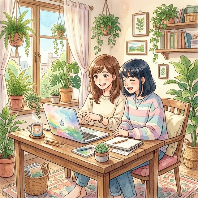 笑顔で作業する女性たち